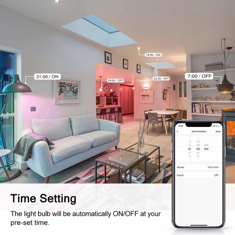 Tuya Smart Bulb RGBCW 10W B22 view 2